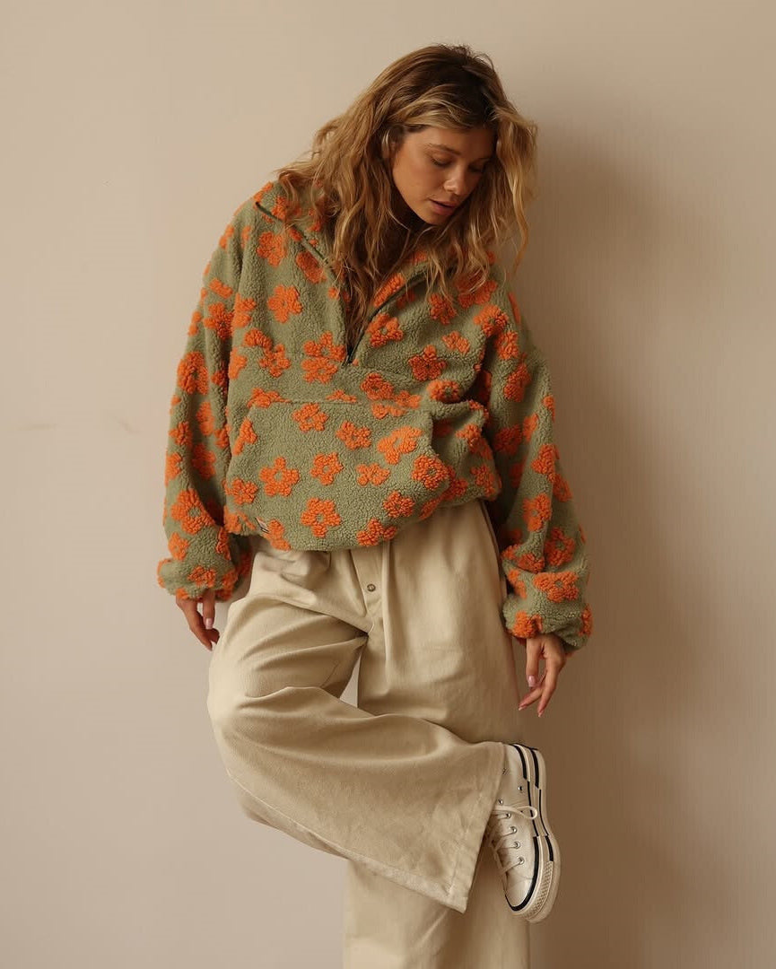 Daisy | Károvaný zahřívací fleece svetr